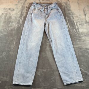 American Eagle Women's Jeans Size 4 Baggy Jean High Rise Light Wash